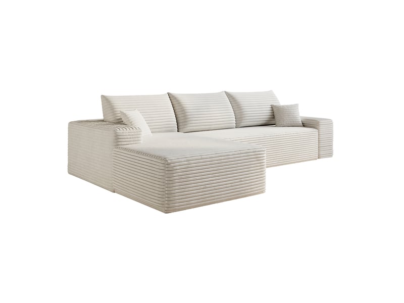  Canapé d'angle modulaire 270 cm avec méridienne en l - 3 places blanc sans montage  - Conforama E