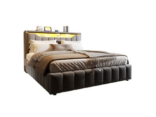 Lit avec rangement 180x200 cm MODENVIE coloris gris