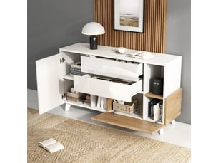 Buffet 2 porte(s) 2 tiroir(s) - 130 cm coloris blanc