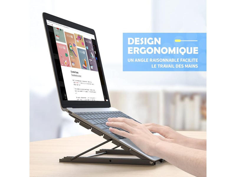  Support pc portable ventilé laptop stand réglable ergonomique  - Conforama D