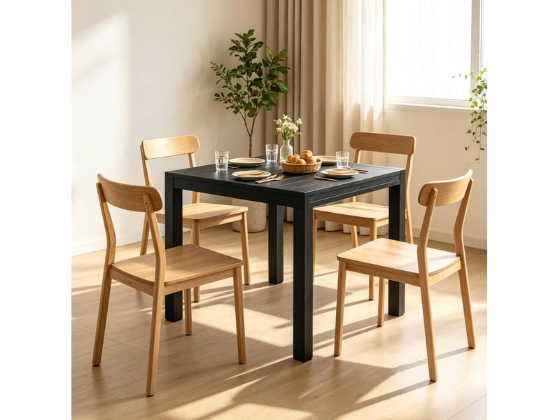  Table de jardin extensible 4 à 6 personnes, 80 à 160 cm, en aluminium noir effet bois  - Conforama B