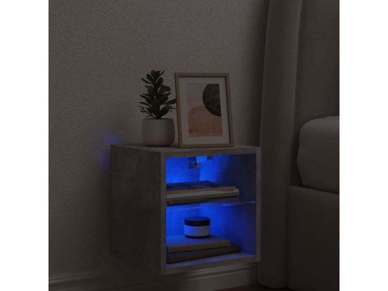  Meuble tv - banc tv - meuble de rangement mural avec lumières led gris béton 30x28,5x30 cm  - Conforama C