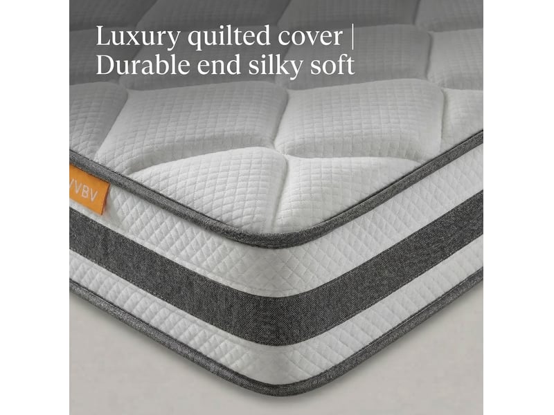  Matelas à ressorts ensachés 140x200 cm, h4 très ferme, 25 cm, mousse confort 7 zones, blanc pour lit double  - Conforama E