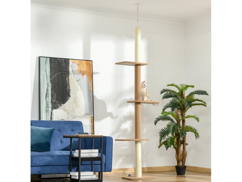  Arbre à gratter 228x260 cm réglable panneau de particules kaki  - Conforama B