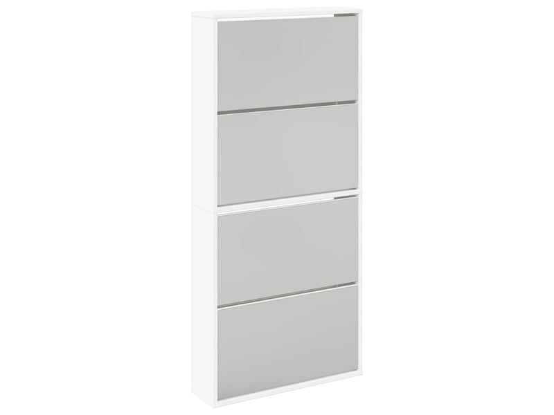  Meuble à chaussures 4 étagères et miroir 63x17x134 cm blanc  - Conforama A