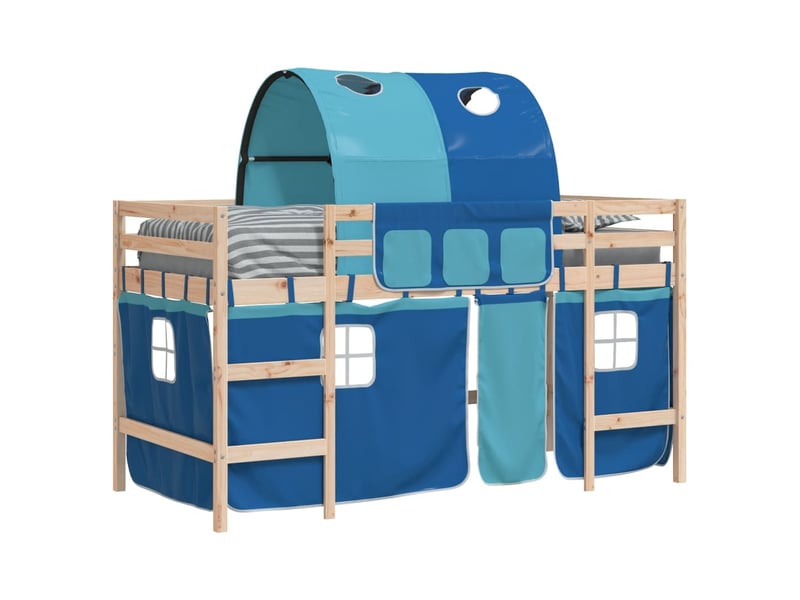  Lit mezzanine enfants - lit jeune avec tunnel sans matelas bleu 80x200 cm  - Conforama D