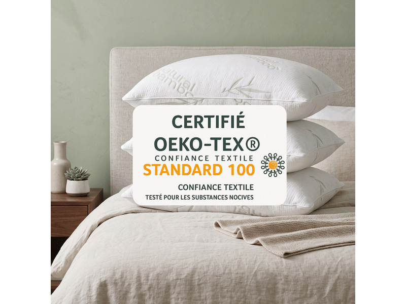 Oreiller moelleux 100% plume de canard - 60x60 cm - housse bambou - collection plume C07-ORP06 60/60 - Conforama C