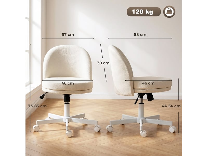  Chaise de bureau pivotante et réglable en hauteur beige cravdom  - Conforama E