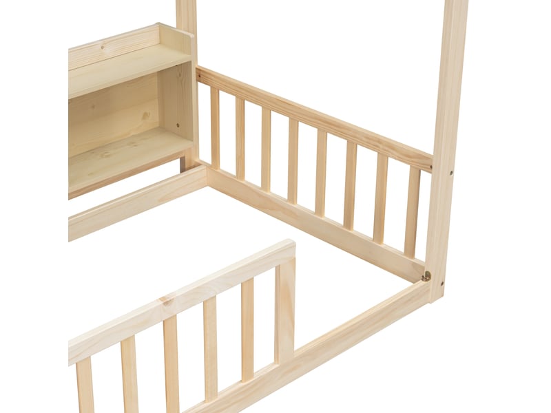 Lit cabane enfant 90x200 avec rangements et barrières evryae - Conforama A