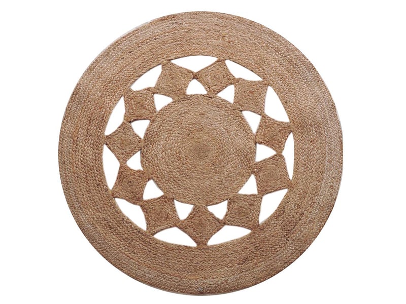 Tapis rond ajouré en jute naturel, 120 cm, dylrev 69011 - Conforama B