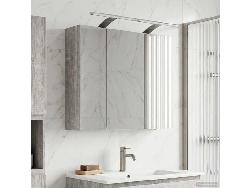 Amoire de salle de bain, meuble de salle de bain avec miroir sonoma gris shl2702 - Conforama B