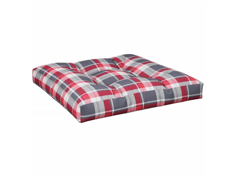  Lot de 2 coussins de palette, coussins de canapé motif à carreaux rouge tissu cf59554  - Conforama E