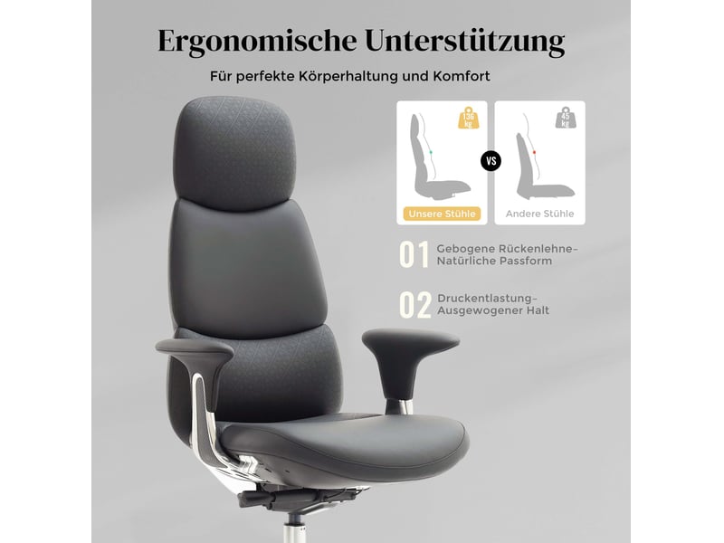  Fauteuil de bureau 70x66x114 cm noir, accoudoirs, inclinaison verrouillable et assise coulissante à roulettes  - Conforama E