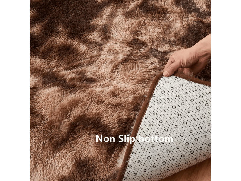  Tapis de salon marron, à poils longs, doux, en laine de soie antidérapante, mesurant 120 x 160 cm  - Conforama D