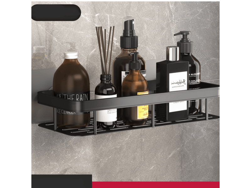  Étagère de douche, étagère de rangement sans perçage, étagère de salle de bain (une seule couche) noir  - Conforama A