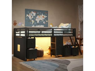 Lit avec rangement 90x200 cm <strong></strong>  <strong></strong> coloris noir
