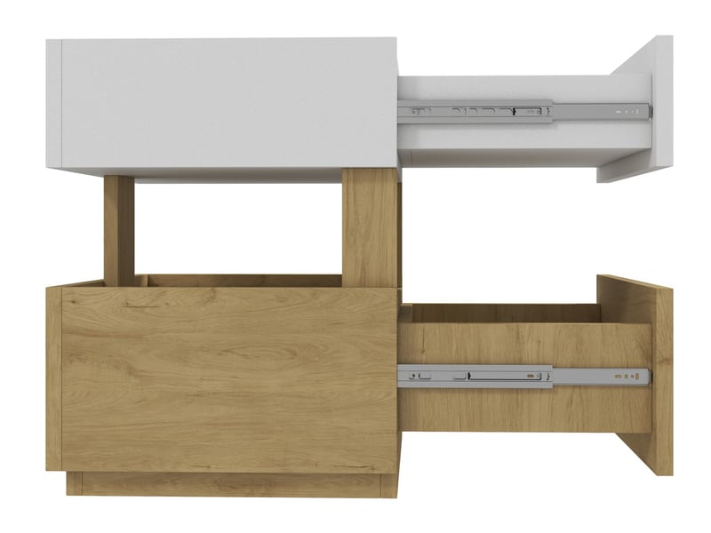  Table de chevet 2 tiroirs led et charge sans fil 50x40x50 cm blanc et bois naturel  - Conforama D