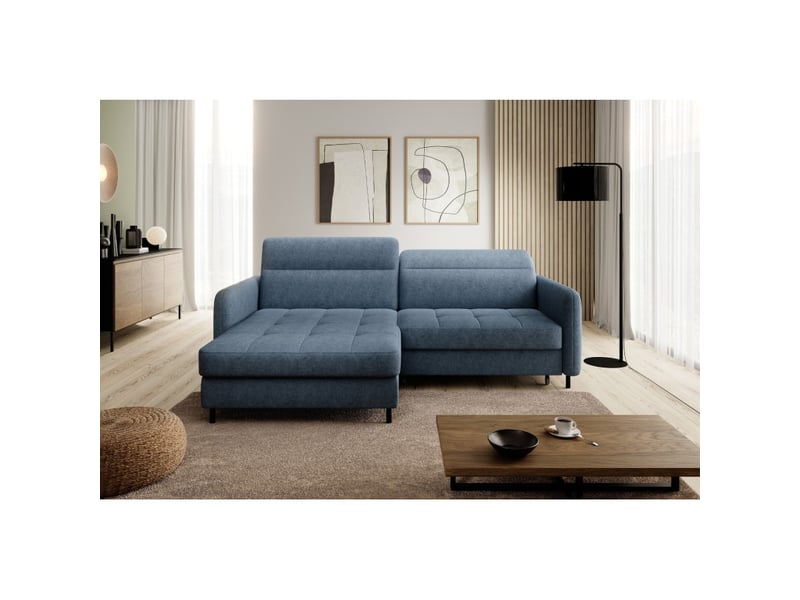  Canapé d'angle collection goumsi coloris bleu foncé chiné  - Conforama E