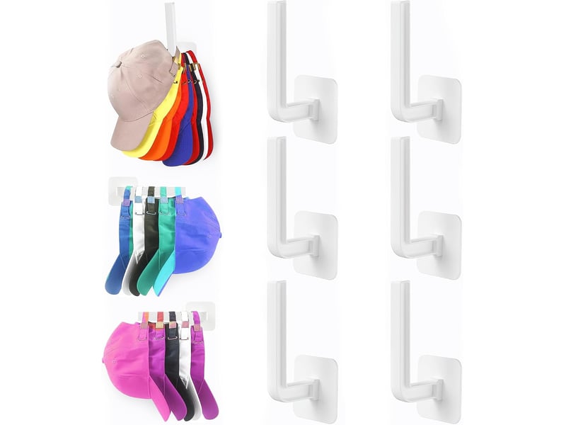  Crochets muraux 6 pièces porte casquette, organiseur de chapeaux polyvalent, casquette mural, pour chapeaux, écharpes, sacs (blanc  - Conforama A