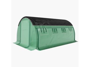 Serre tunnel de 4 x 3 x 2 m avec filet de protection solaire, parois latérales enroulables, bâche en plastique, structure en acier, verte
