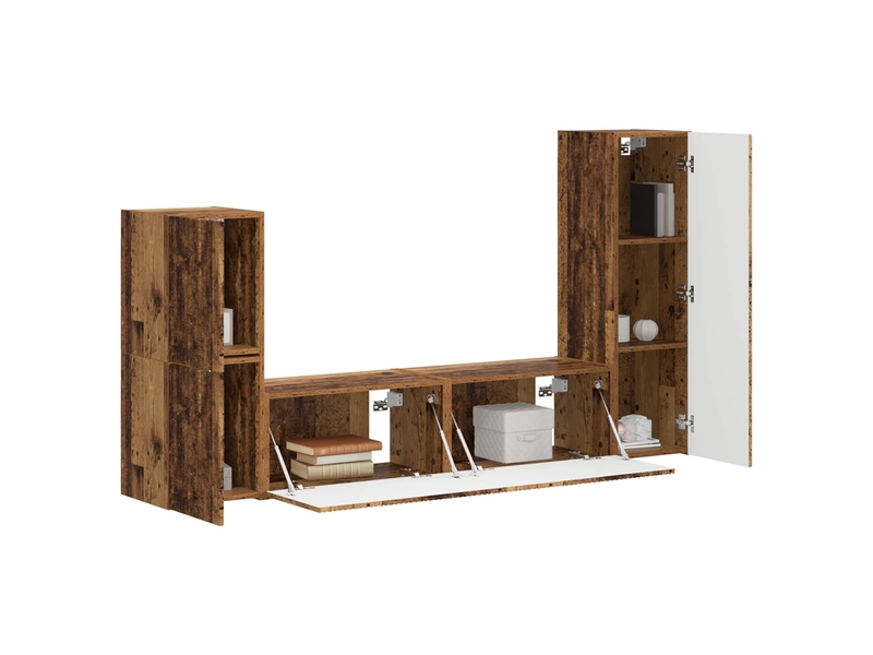  Ensemble meuble tv - banc tv - meuble de rangement 4 pcs bois ancien bois d'ingénierie  - Conforama C