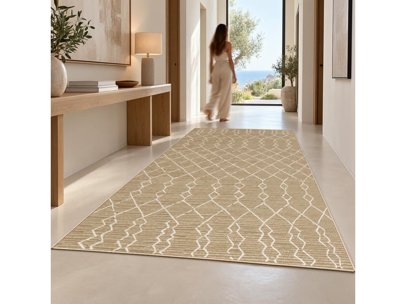  The white stone tapis extérieur motif berbère 160x230 cm beige | pour intérieur et extérieur, résistant aux uv et à l'eau, lavable | tapis en polypropylène tissé à plat effet sisal  - Conforama D