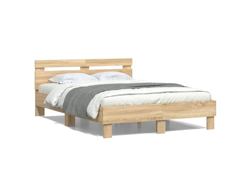  Lit double- lit adulte -  cadre de lit sans matelas chêne sonoma 135x190 cm  - Conforama A
