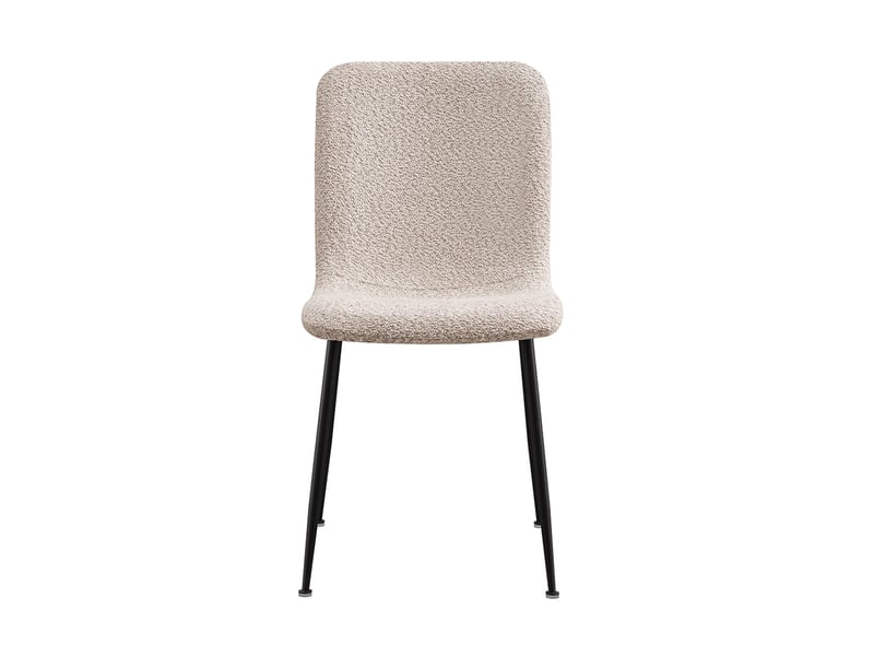 Leonor - lot de 2 chaises en tissu bouclette beige pieds en métal noir LEONOR-BEI - Conforama D