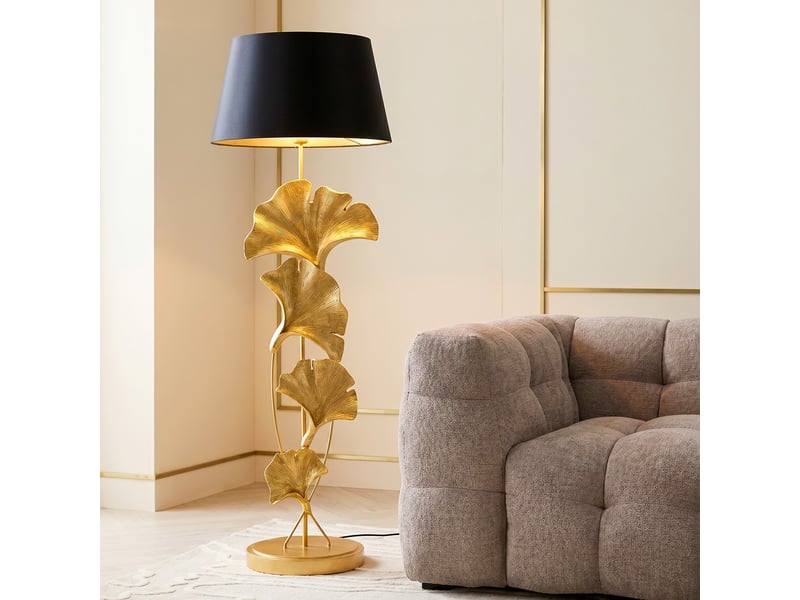  lampadaire feuilles de ginkgo 129cm dorées  - Conforama B