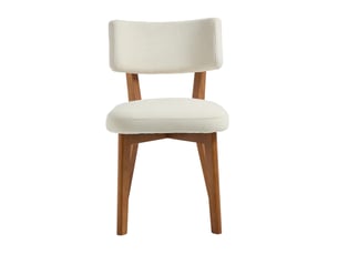 Chaise de salle à manger avec assise et dossier rembourrés ergonomiques, pieds stables en bois massif et tissu beige