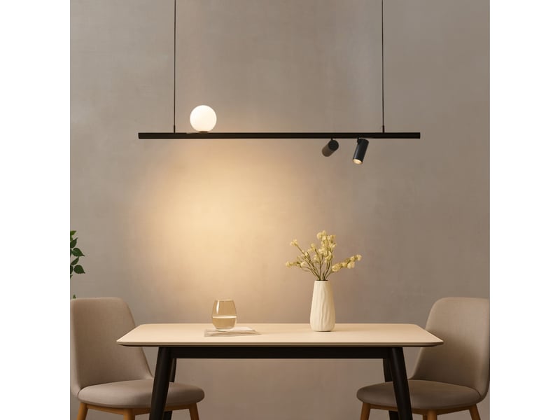 Suspension noire système magnétique 1 boule et 2 spots led 17w - lyne Lyne - Conforama B