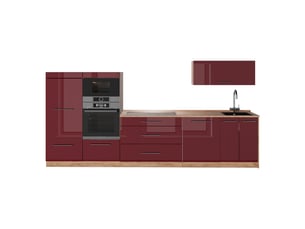 Vicco cuisine, rouge bordeaux haute brillancechêne de force doré, 340cm sans pt