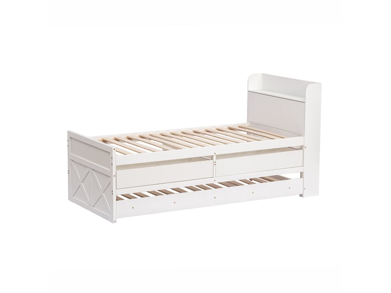  Lit en bois massif blanc 90x190 cm  - Conforama A