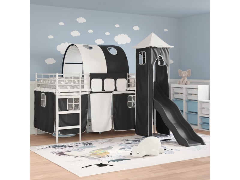  Cadre de lit superposé pour enfants - lit jeune blanc et noir 100 x 200 cm  - Conforama C