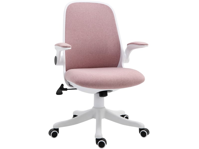  Chaise de bureau ergonomique à hauteur réglable, revêtement en velours, 62,5 x 60 x 94-104 cm, blanc et rose  - Conforama A