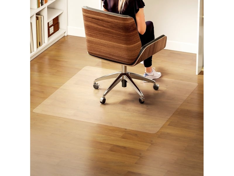 Tapis de protection de sol carré 120 x 120 cm transparent en plastique, antidérapant pour chaise de bureau  - Conforama B