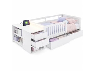 Lit avec rangement 90x200 cm coloris blanc