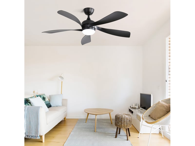  Ventilateur de plafond noir en abs avec led 18 w, 3 températures, télécommande, minuterie et moteur dc silencieux, mode étéhiver  - Conforama B