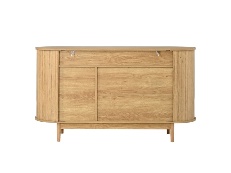 Buffet 140 x 40 x 78 cm en mdf et panneaux de particules à 3 portes naturel chicfurn - Conforama E