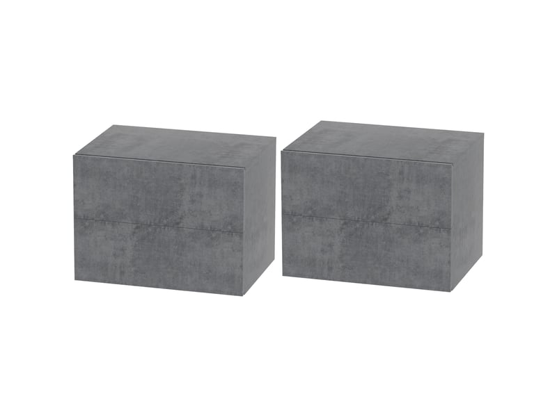  Ensemble de 2 tables de chevet suspendues modernes et peu encombrantes avec 2 tiroirs, 40 x 29 x 30 cm, gris ciment  - Conforama B