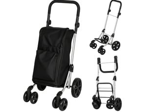 Chariot de courses pliable 58 x 44 x 100 cm – noir – sac 46 l isotherme, 6 roues et cadre aluminium