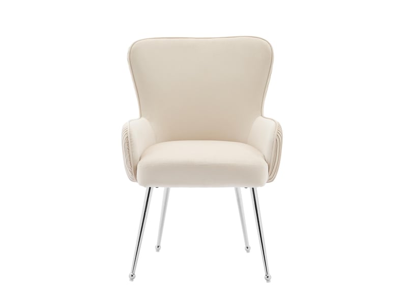  Lot de 4 chaises de salle à manger en velours beige, pieds en métal WF530183AAB-4 - Conforama A