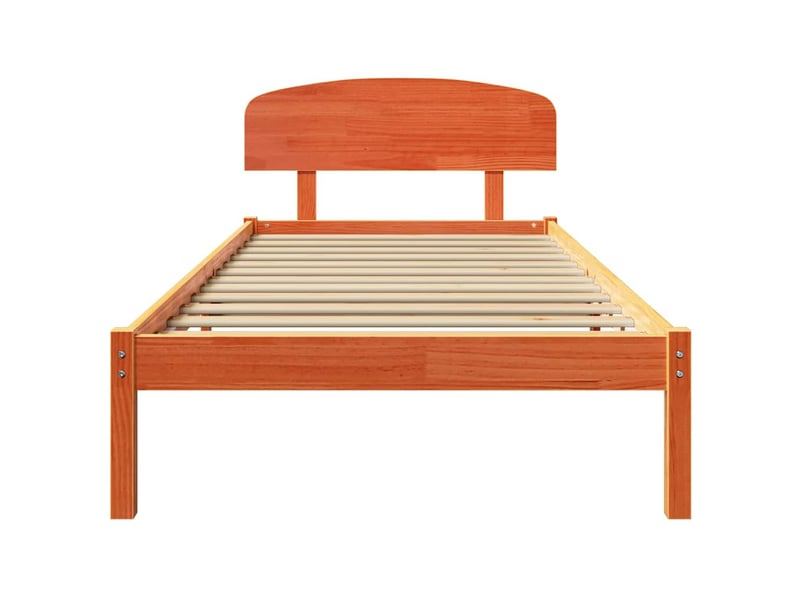 Lit simple- lit adulte - cadre de lit avec tête de lit brun 80 x 200 cm pin massif - Conforama D