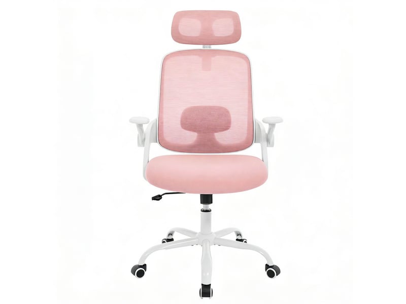  Fauteuil de bureau classique 63.5x47 cm dossier haut métal rose  - Conforama A