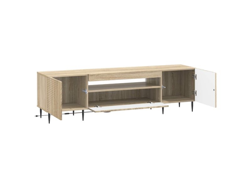 Meuble tv - banc tv - meuble de rangement led chêne sonoma bois d'ingénierie - Conforama E