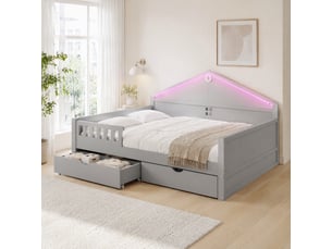 Lit avec rangement 140x200 cm <strong>MODENUIT </strong>  <strong></strong> coloris gris