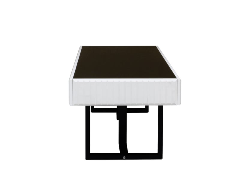  Table basse design 110x50,5x41 cm avec plateau noir laqué, structure mdf et panneau de particules, noir et blanc  - Conforama D