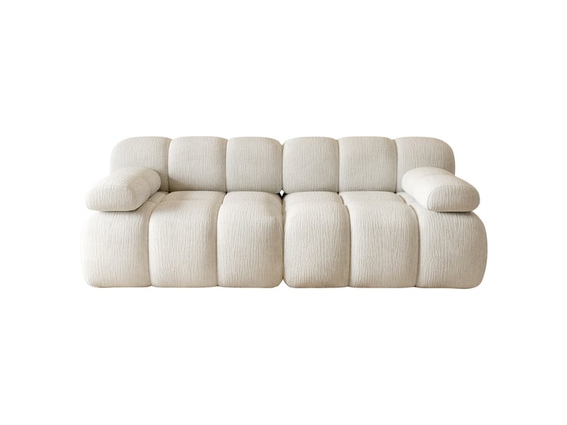  Canapé droit ,2 places,aucun assemblage requis, pour salon, chambre, appartement,200x100x68cm,blanc  - Conforama A