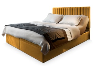 Lit avec rangement 140x200 cm <strong>MASSENO</strong> <strong></strong> coloris jaune