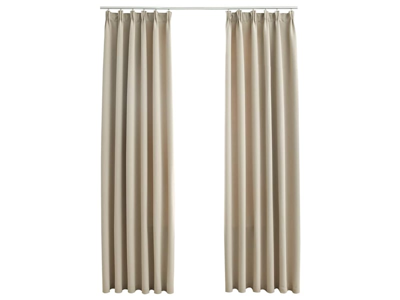  Lot de 2 rideaux occultants, rideaux black-out avec crochets beige 140x175 cm cf44867  - Conforama A